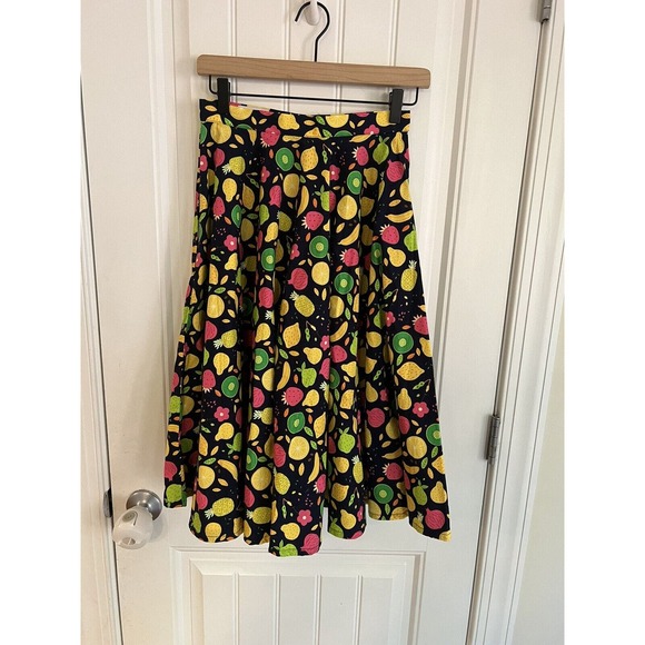 Vintage Magnolia Place Tropical‎ Fruit Print Skirt Pockets Size Small - Picture 1 of 6